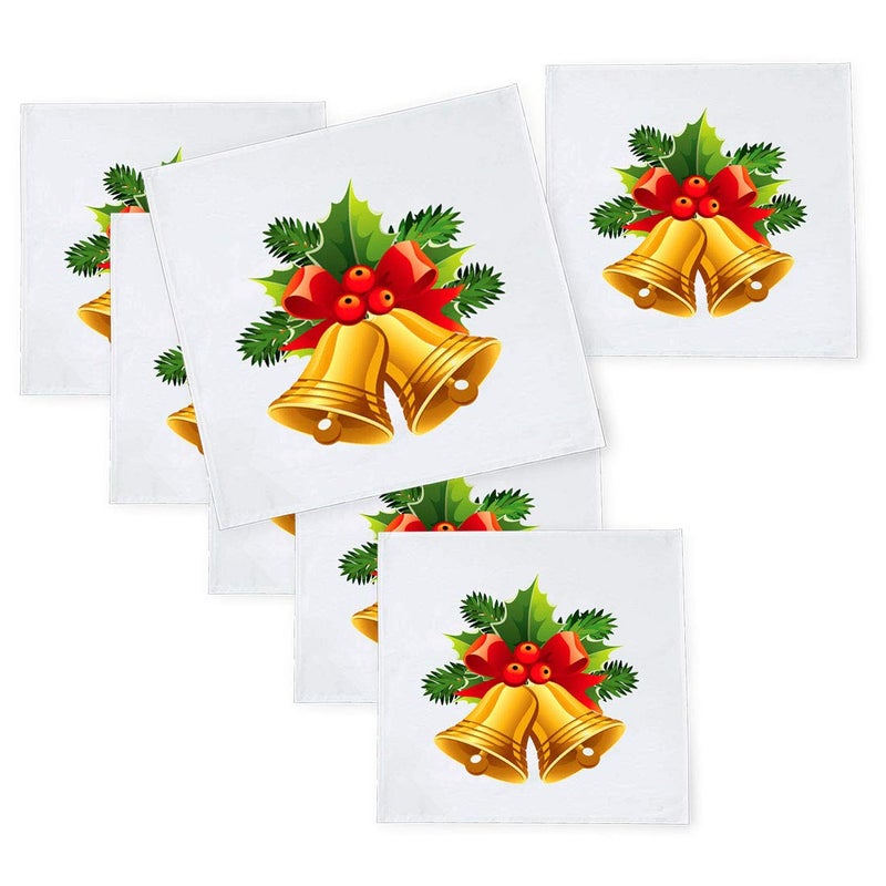 Khakee 6 Pcs Christmas Theme Tafta Silk Table Napkins 10x 10 for Xmas Decoration Christmas OrnamentsChristmas Gift npxmas249P - Image 1