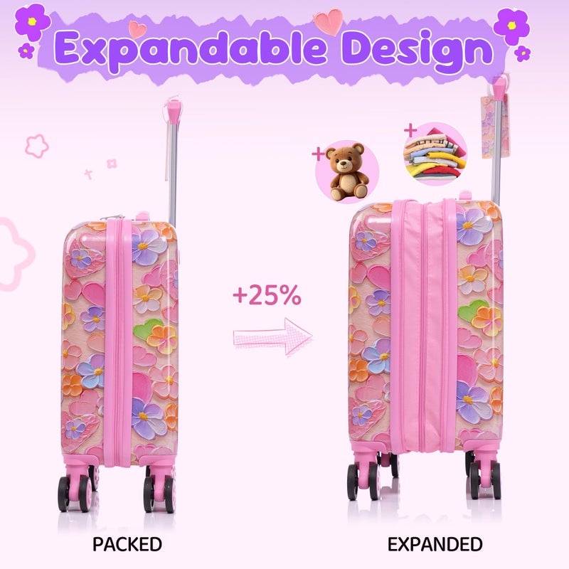 Rosamo Kidâ€™s Luggage Set 6 Piece Suitcase Set 16â€™â€™ Hardside Luggage with Spinner Wheels Girls Boys Carry on Luggage Travel Rolling Luggage Airline Approved - Image 3