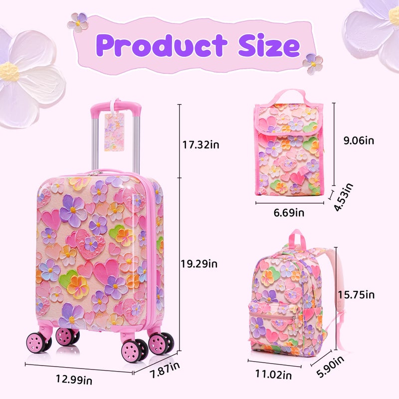 Rosamo Kidâ€™s Luggage Set 6 Piece Suitcase Set 16â€™â€™ Hardside Luggage with Spinner Wheels Girls Boys Carry on Luggage Travel Rolling Luggage Airline Approved - Image 2