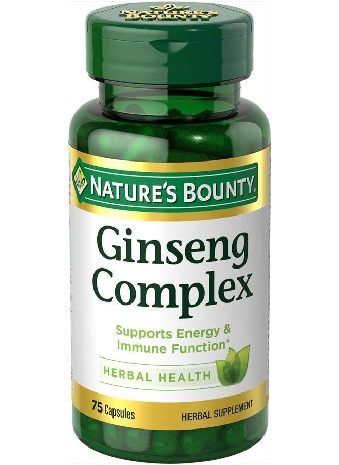 NATURE'S BOUNTY - Ginseng by Nature's Bounty, Ginseng Complex Capsules Supports Vitality & Immune Function, 75 Capsules - Image 1