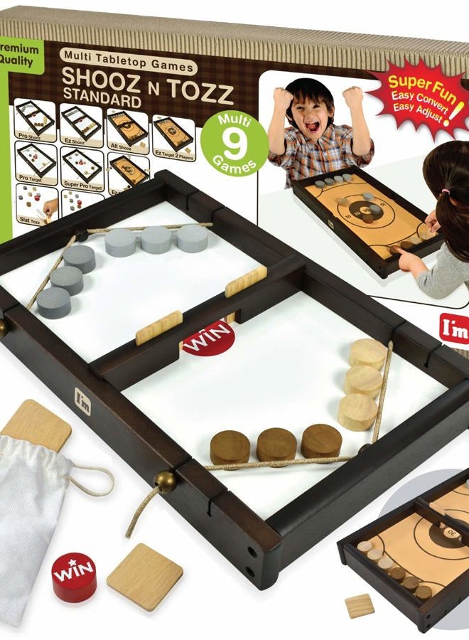 I'm Shooz n TOZZ: Wooden Multi Tabletop Indoor Portable Board Games for Kids and Family - Image 1