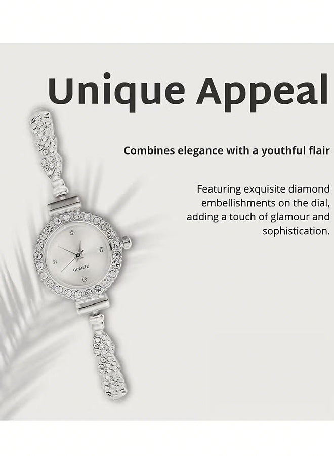 هابي دي ساعة نسائية بسوار مرصع بالماس، ساعة كوارتز أنيقة بوجه صغير، ساعة بفستان وحزام رفيع - Image 4