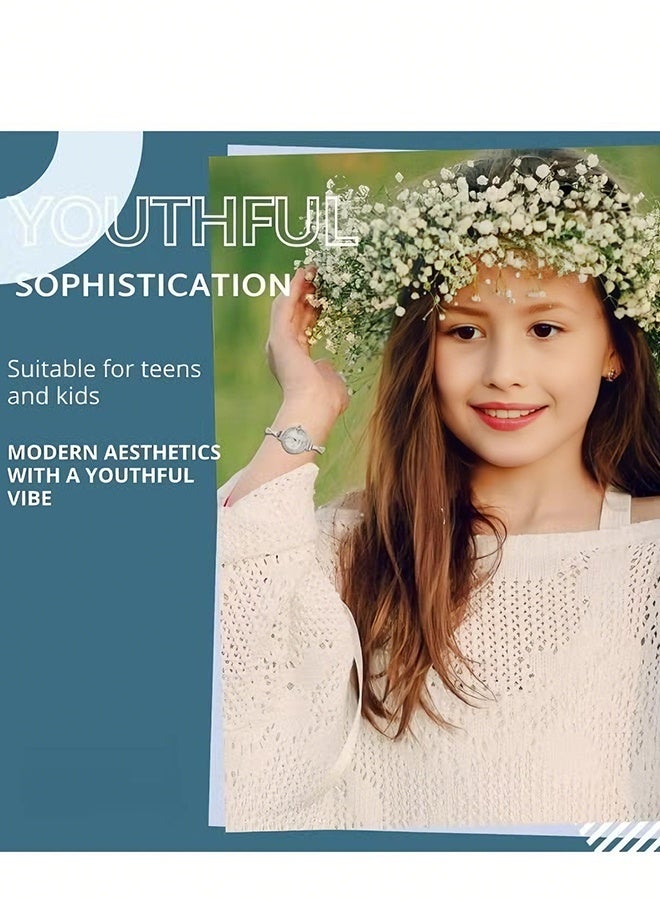 هابي دي ساعة نسائية بسوار مرصع بالماس، ساعة كوارتز أنيقة بوجه صغير، ساعة بفستان وحزام رفيع - Image 3