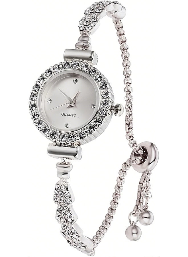 هابي دي ساعة نسائية بسوار مرصع بالماس، ساعة كوارتز أنيقة بوجه صغير، ساعة بفستان وحزام رفيع - Image 2