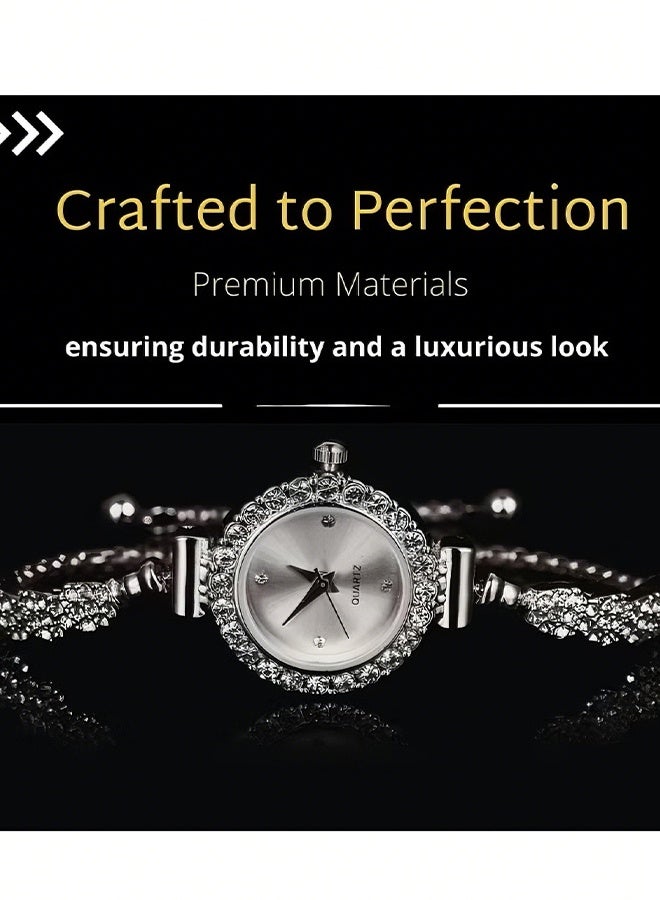هابي دي ساعة نسائية بسوار مرصع بالماس، ساعة كوارتز أنيقة بوجه صغير، ساعة بفستان وحزام رفيع - Image 5