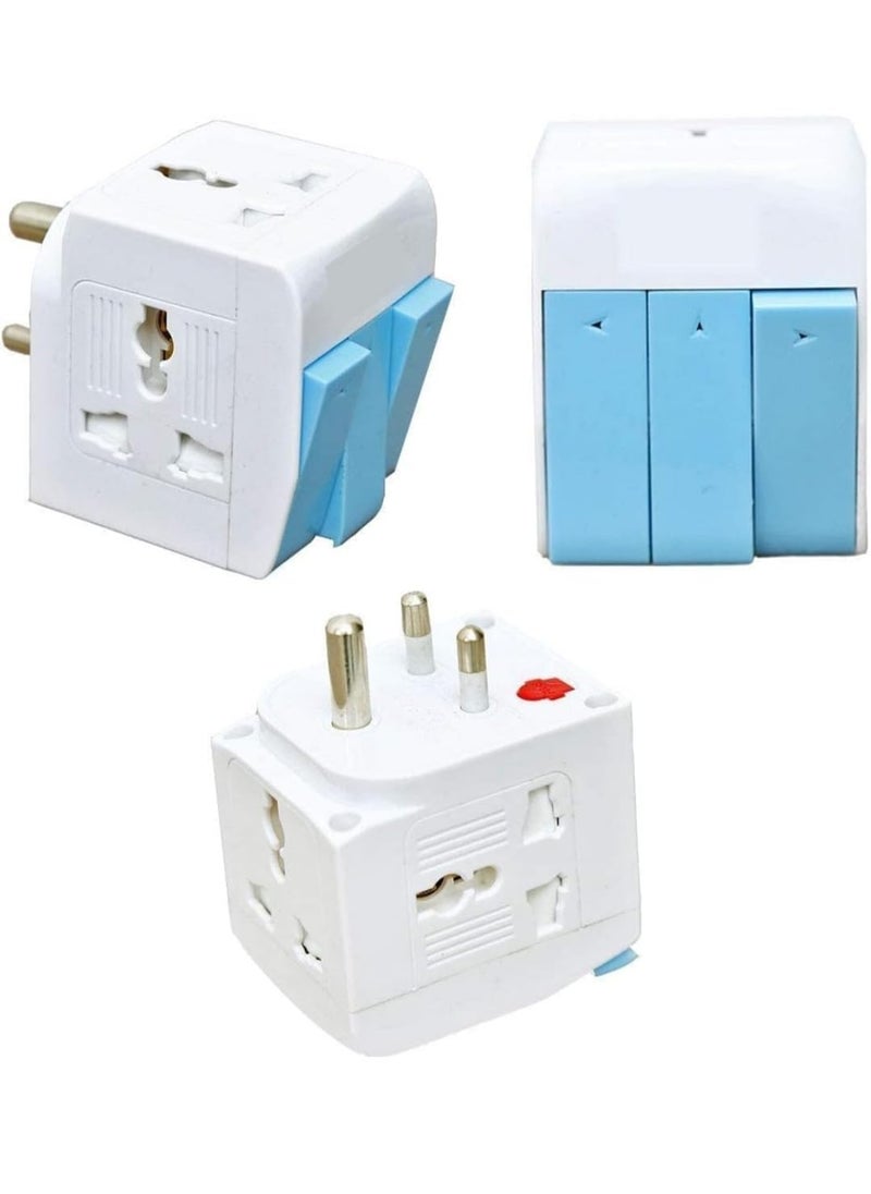 Generic 3Way Universal Socket Adapter Individual Switches LED Indicator 10 Amp Round and Flat Plug Compatible  - Image 5
