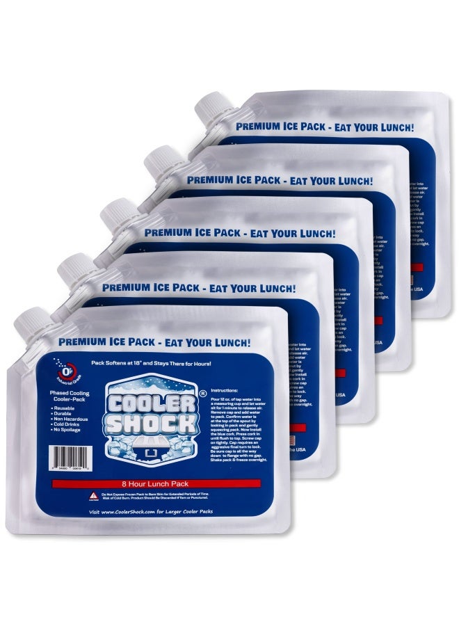 Cooler Shock Set Of 5  Lunch Bag Size Ice Packs High Performance 18 Degree Fahrenheit Using Phase Change Science To Achieve 8 10 Hour Cooling Avoid Spoilage So You Can Eat Your Lunch - Image 1