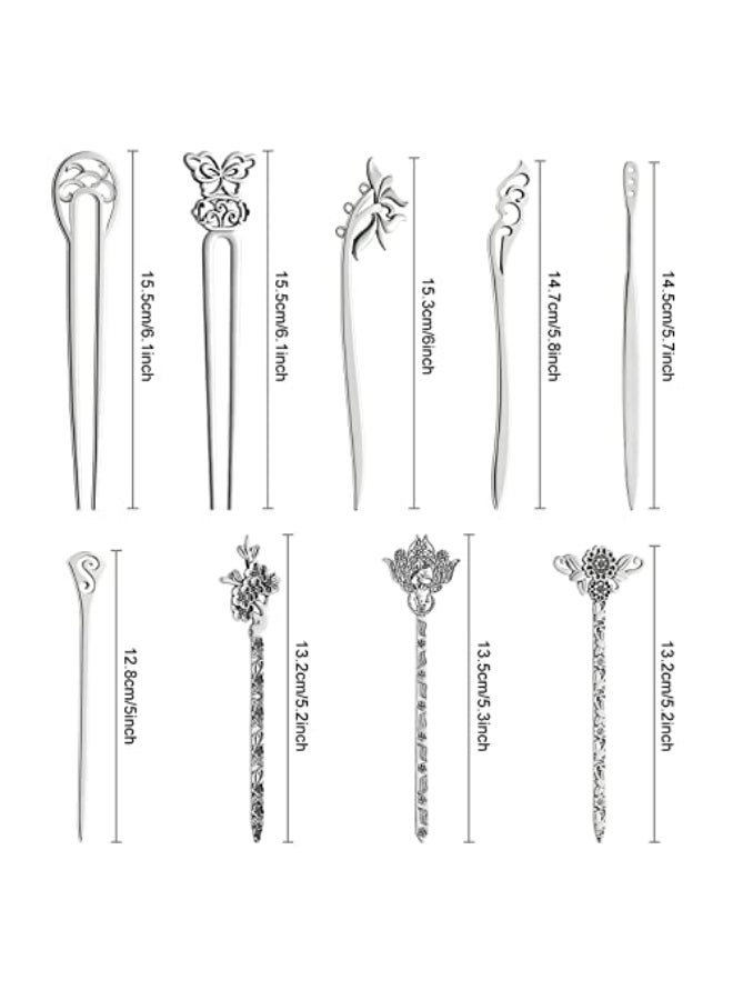 TUPARKA 18 PCS Silver Hair Sticks Vintage Hair Pins Chinese Women Hair Chopsticks Pins Retro Vintage Decorative for Hair Diy Accessory9 Design - Image 4