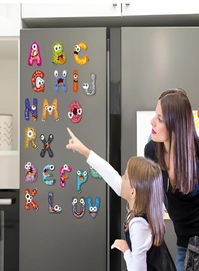 ARIDAM Magnetic Alphabet Letters, Colorful Monster Design, Educational Learning Toy for Kids, Chalkboard Compatible,Spelling Toy for Refrigerator, Blackboard & Metal Surfaces, Ideal - Image 2
