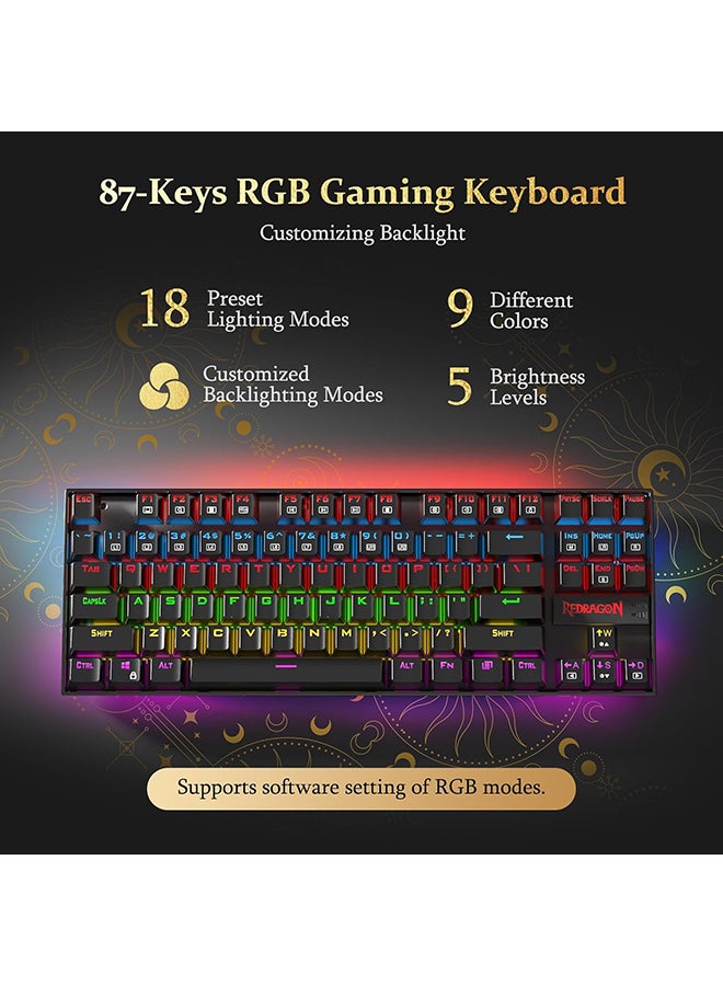 REDRAGON K552 Mechanical Gaming Keyboard RGB LED Backlit Wired with Anti-Dust Proof Switches for Windows PC (Black, 87 Key Red Switches) - Image 3