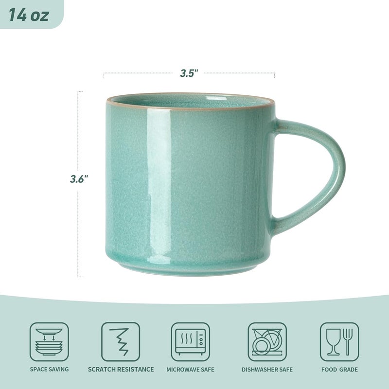 famiware Nature Coffee Mugs Set of 4 14 oz Coffee Mug Set Coffee Cups with Handle for Coffee Tea Cocoa and Milk Microwave and Dishwasher Safe Verdure - Image 4