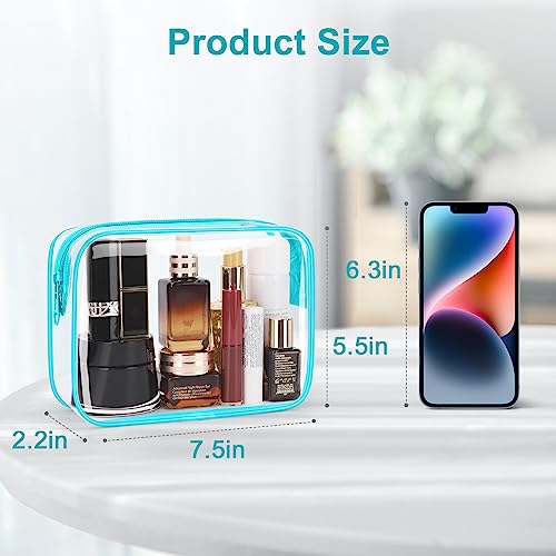 Wedama TSA Approved Toiletry Bag, Cosmetic Bags 2 Pack with Zipper Carry on Airline Airport Travel Accessories, PVC Makeup Bags for Travel, Quart Size Travel Bags for Men and Women-Mint Green - Image 3