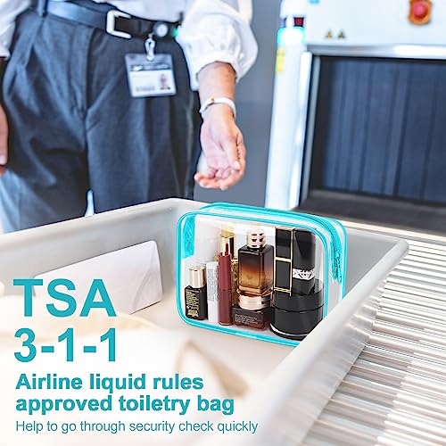 Wedama TSA Approved Toiletry Bag, Cosmetic Bags 2 Pack with Zipper Carry on Airline Airport Travel Accessories, PVC Makeup Bags for Travel, Quart Size Travel Bags for Men and Women-Mint Green - Image 2