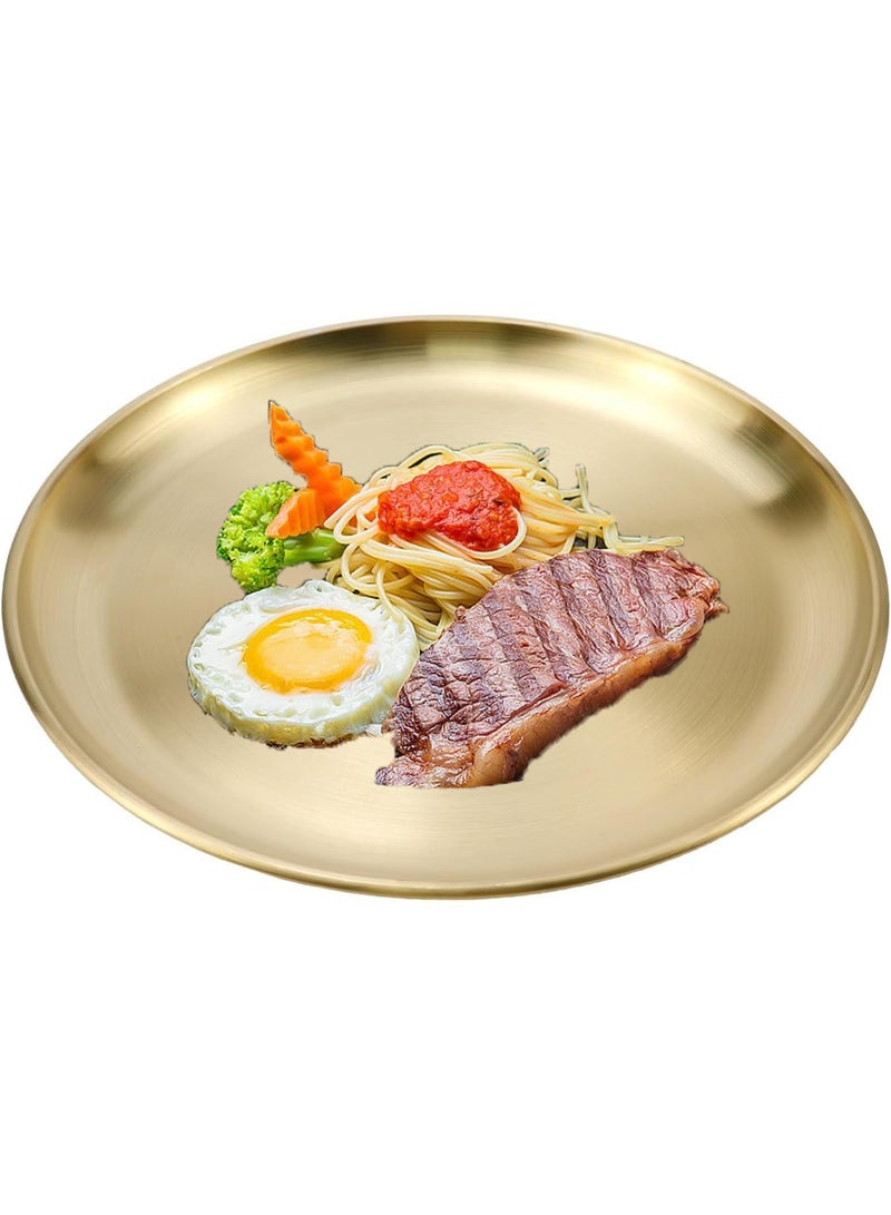 Pack of 4 Round Trays, Gold Platter 20 cm, Stainless Steel Decorative Plates, Gold, Stainless Steel Plates, Round Tray, Small, Serving Tray for Camping, Picnic, Kitchen, Barbecue, Party - Image 4