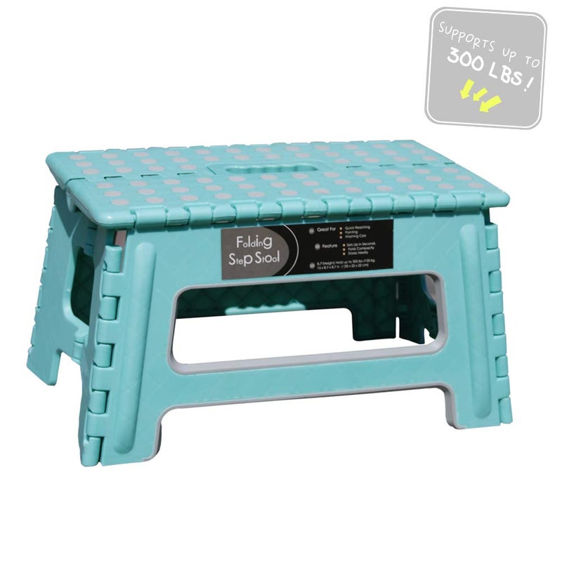 Folding Step Stool  9 Height  Holds up 300 Lbs Lightweight Foldable Stepping Stool is Sturdy Enough to Support Adults  Safe Enough for Kids Skid Resistant and Open with one Hand