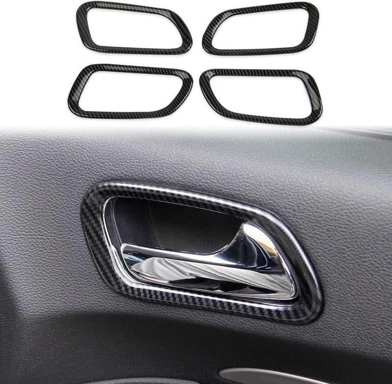 crosselec Carbon Fiber Interior Door Handle Panel Cover Trim for Dodge Durango 2011-2020 - Image 1