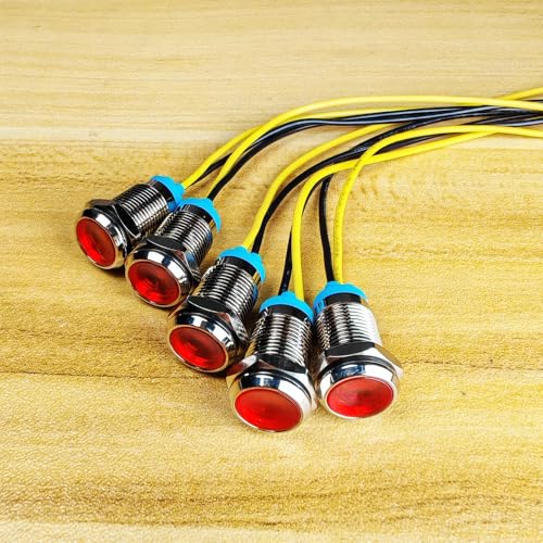 Gebildet 5pcs 10mm LED Metal Indicator Light 110V-220V AC Waterproof Signal Lamp (Red) - Image 2