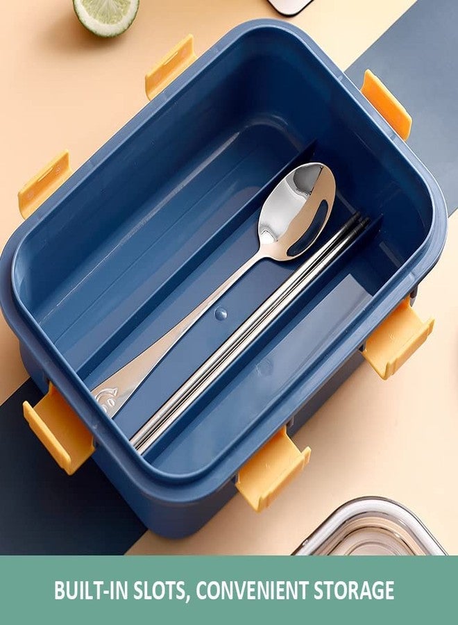 REMANG Stainless Steel Lunch Box for Kids Bento Tiffin Box with Spoon 3 Compartment Thermal Insulated Bento Lunch Box for School Office Women and Men, Bento Lunch Box (Multicolor) - Image 5