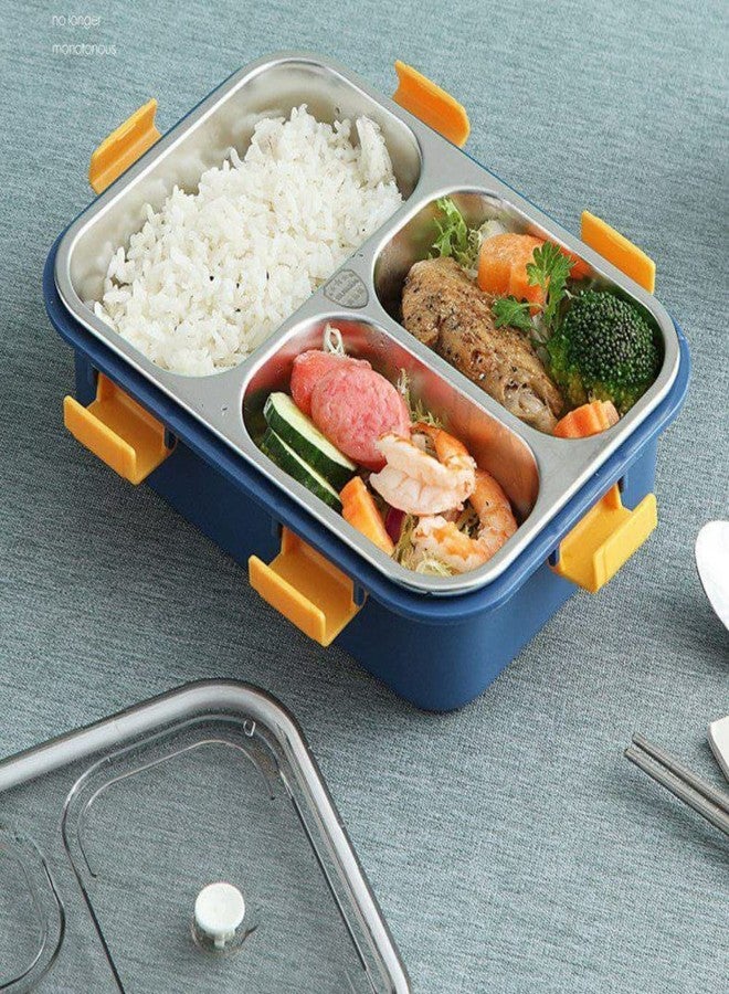 REMANG Stainless Steel Lunch Box for Kids Bento Tiffin Box with Spoon 3 Compartment Thermal Insulated Bento Lunch Box for School Office Women and Men, Bento Lunch Box (Multicolor) - Image 2