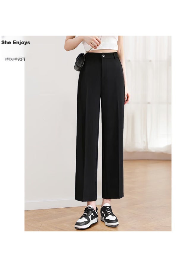 She Enjoys Casual Pants For Women, Thin Nine-point Straight-leg Trousers, Office Wear, Wide-leg Pants, Suit Pants, Women's Pants T141k2728 - Image 1