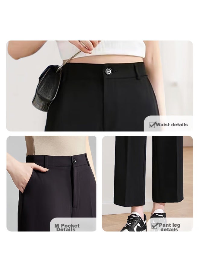 She Enjoys Casual Pants For Women, Thin Nine-point Straight-leg Trousers, Office Wear, Wide-leg Pants, Suit Pants, Women's Pants T141k2728 - Image 5