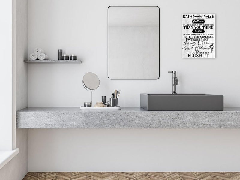Biufo Wall Art for Bathroom Black White Canvas Print Wall Decor Bathroom Rules Picture Artwork for Restroom (12"x16") - Image 5