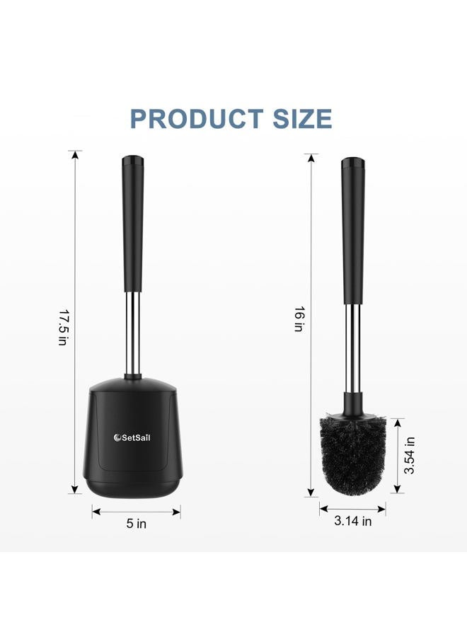 SetSail Toilet Bowl Brush and Holder 3 Pack Automatic Toilet Brushes for Bathroom with Holder Ventilated Toilet Cleaner Brush for Toilet Scrubber Cleaning-Black - Image 2