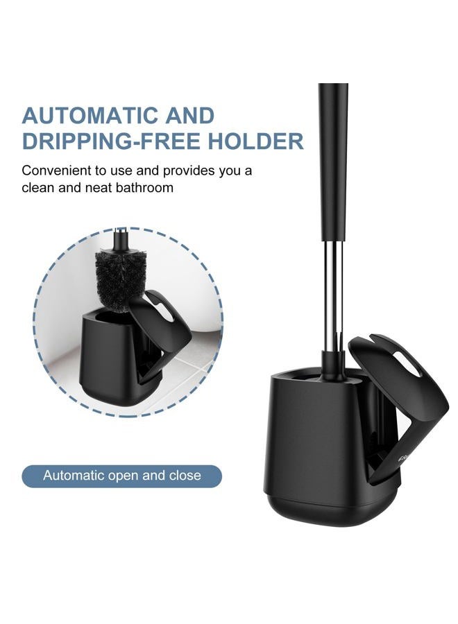 SetSail Toilet Bowl Brush and Holder 3 Pack Automatic Toilet Brushes for Bathroom with Holder Ventilated Toilet Cleaner Brush for Toilet Scrubber Cleaning-Black - Image 4