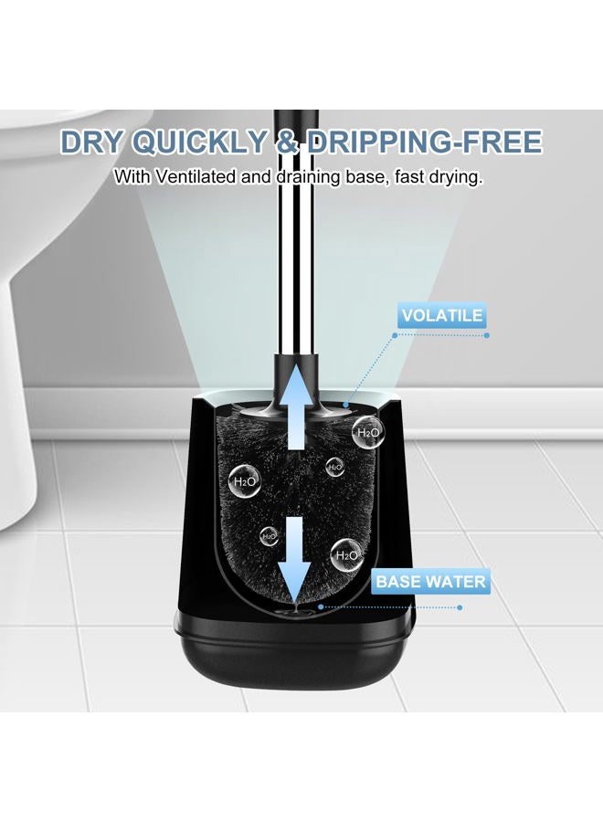 SetSail Toilet Bowl Brush and Holder 3 Pack Automatic Toilet Brushes for Bathroom with Holder Ventilated Toilet Cleaner Brush for Toilet Scrubber Cleaning-Black - Image 5