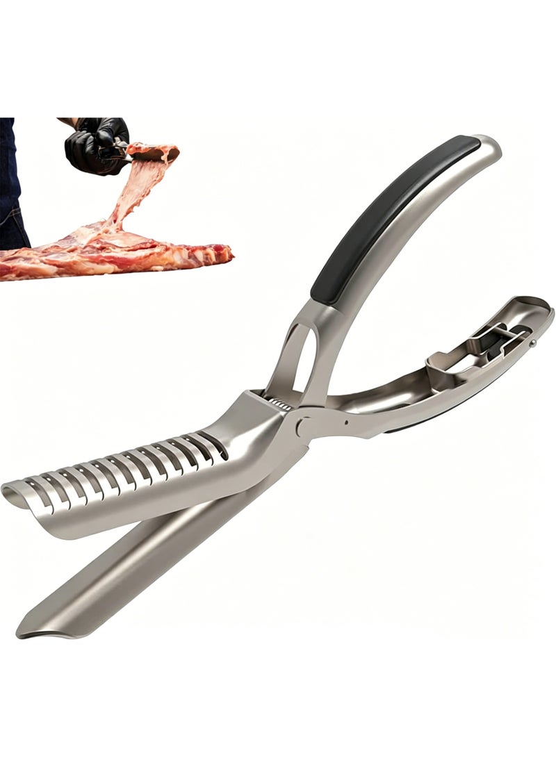 Rib Prep Pro - أداة تقشير الأضلاع وإزالة الغشاء المصنوعة من الفولاذ المقاوم للصدأ لمحبي الشواء والطهاة! مزودة بمشبك قوسي ومقبض مانع للانزلاق، لإزالة غشاء الأضلاع بسهولة تامة من أجل تحضير مثالي للأضلاع (قطعة واحدة) - Image 1