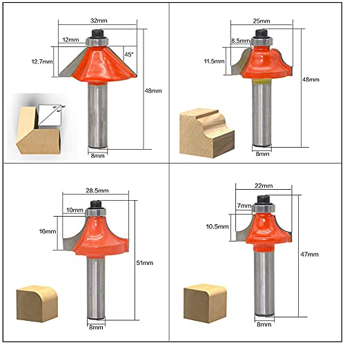 MLD MLD RC_01 8mm router trimmer bit for wood tungsten carbide router bits panel design carving Engraving 14 inch router machine woodworking 12 pcs Size 8 mmColorMulti MaterialCarbon steel  - Image 4