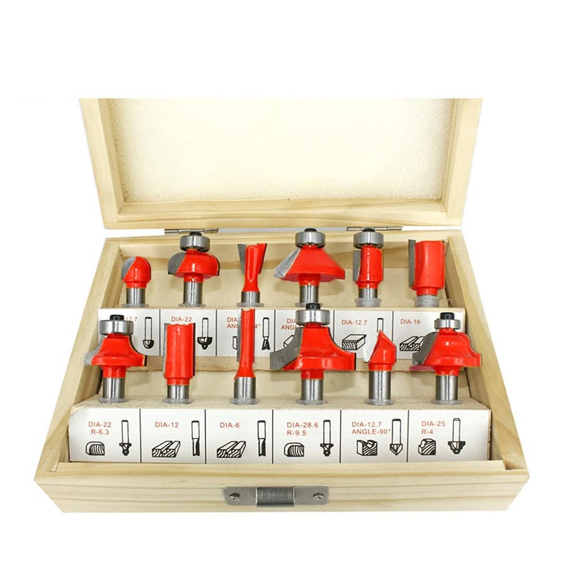 MLD MLD RC_01 8mm router trimmer bit for wood tungsten carbide router bits panel design carving Engraving 14 inch router machine woodworking 12 pcs Size 8 mmColorMulti MaterialCarbon steel  - Image 1