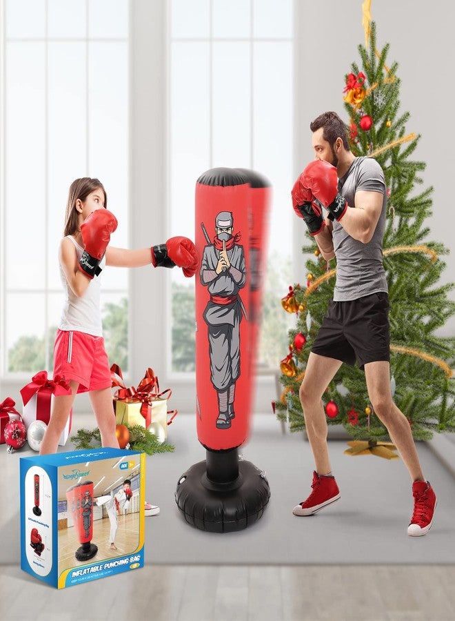 EagleStone Inflatable Kids Punching Bag with Boxing Gloves Set, 47" High Free Standing Bounce Back Bag for MMA, Karate, Taekwondo and Kick, Gifts for Kids, Boys and Girls - Image 3