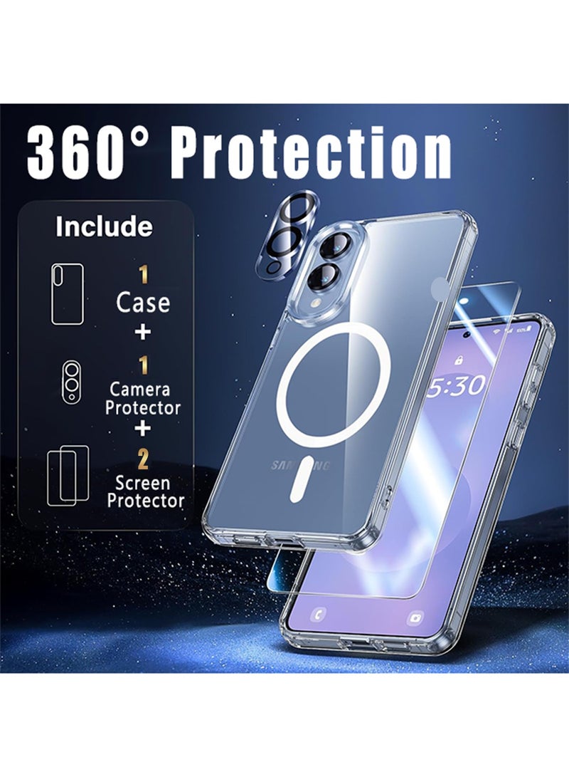X-level Samsung Galaxy S25 Edge Case with HD Tempered Glass Screen Protector & Camera Protector [Compatible with MagSafe], 4-in-1 Bundle, Rugged Shockproof Cover, Anti-Yellowing Clear Bumper Case, Anti-Scratch & Anti-Fingerprint Design (Clear Magnetic)  - Image 2