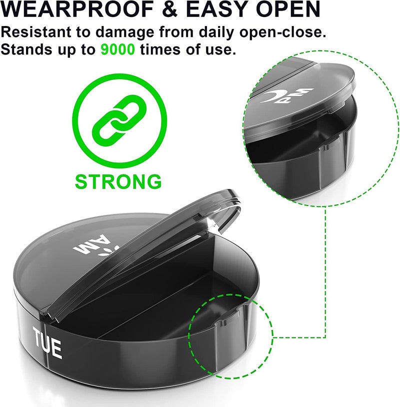 INKULTURE Portable Medicine Organizer Box Tablets Container Case Travel Pill Box For 07 days | Black | 01 Pcs - Image 3