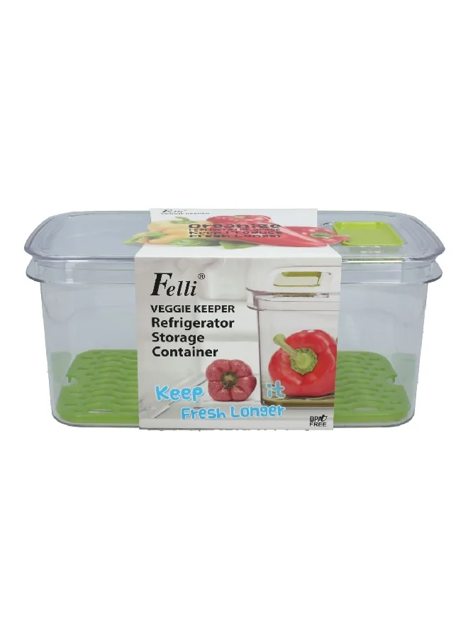 Felli Plastic Rectangular Shaped Refrigerator Storage Container Clear 32.5 x 17.75 x 14 cm NVSG12