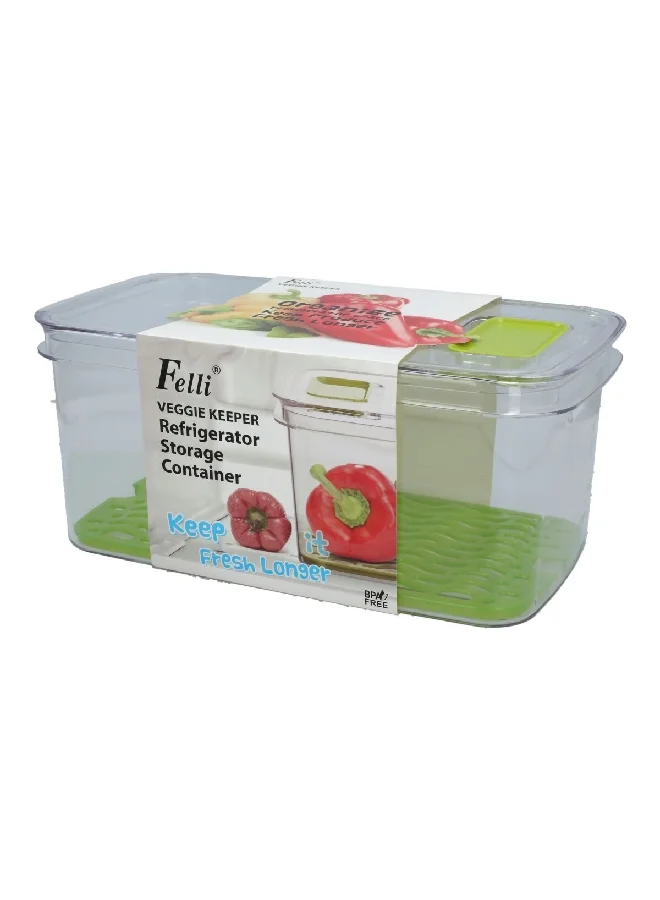 Felli Plastic Rectangular Shaped Refrigerator Storage Container Clear 32.5 x 17.75 x 14 cm NVSG12