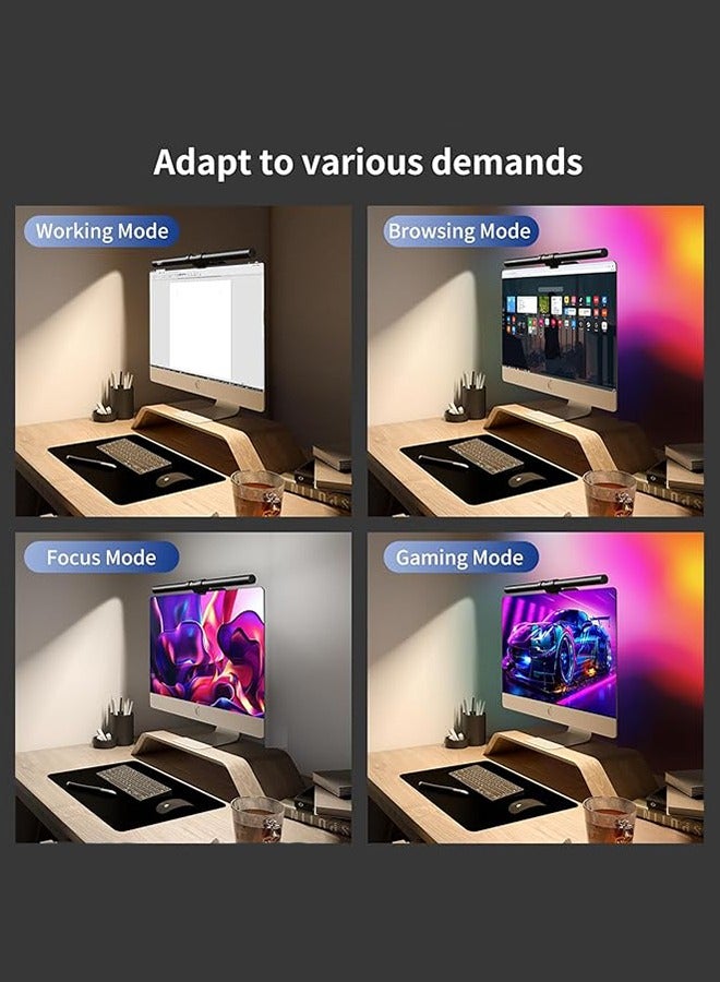 كوزينيست مصباح شاشة كمبيوتر، شريط إضاءة للشاشة لحماية العين، مصباح LED للقراءة مزود بمنفذ USB وتعتيم تلقائي، شريط إضاءة قابل لتعديل السطوع، تحكم باللمس، بدون وهج ويوفر المساحة، مثالي لمكاتب المنزل والعمل - Image 2