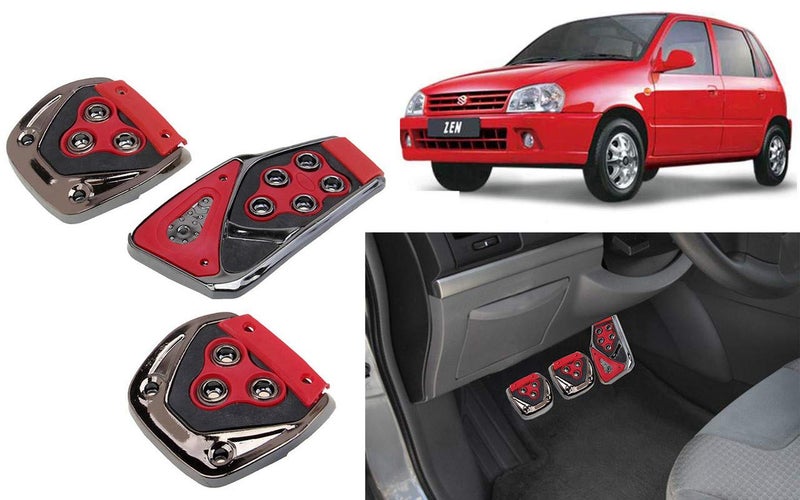Selifaur - 3 Pcs Red Non-Slip Manual Car Pedals kit Pad Covers Set for Zen - Image 1