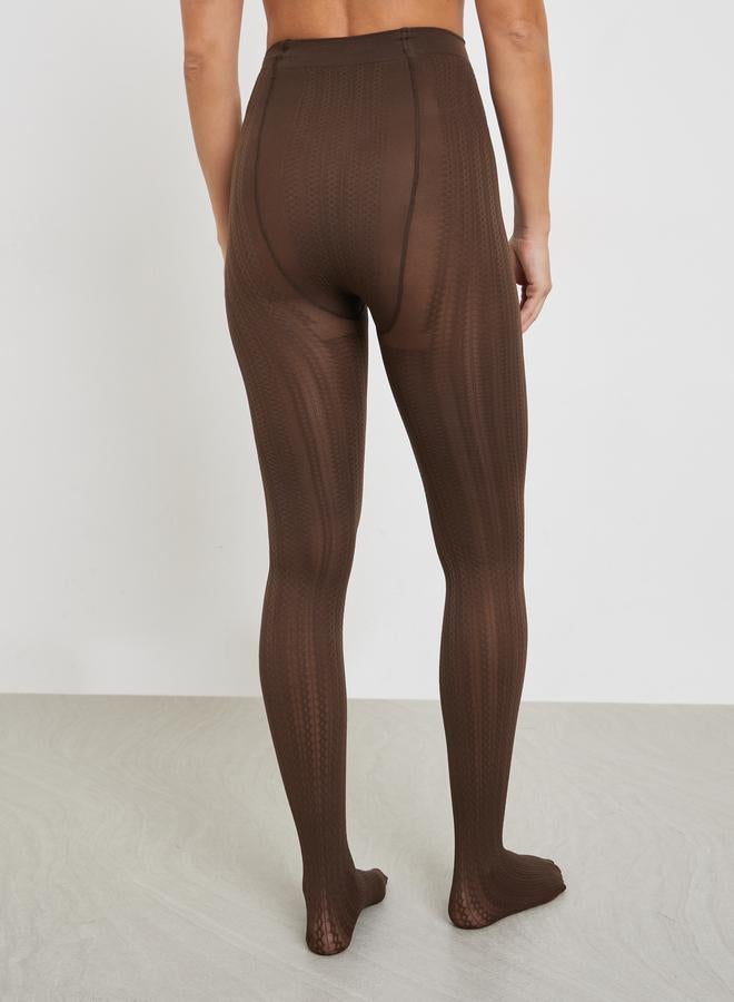 Styli Brown Diamond Pattern Stockings - Image 3