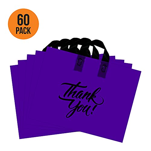 Infinite Pack Large Black 20" x 15"(60pcs) Thank You Merchandise Bag w/Loop Handle, Glossy Boutique Bags w/3" Bottom Gusset & 3 Mil Thick, For Clothing-Shopping-Business-Grocery & More - Image 3