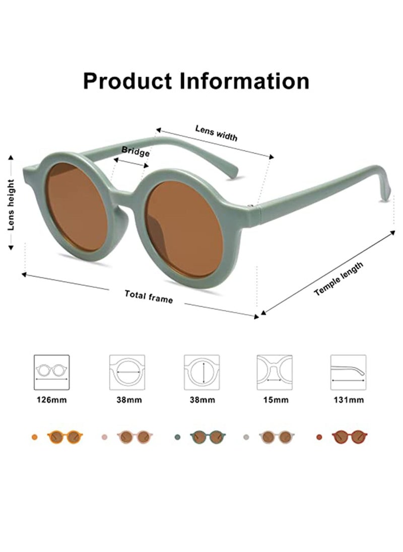 Excefore - Sunglasses for Kids Girls Boys, Cute Round Polarized, UV 400 Protection, Anti Eyestrain Eyeglare Blocking Sunshame, for Traveling, Beach Holiday, Boys and Girls Fashion Sunshade Sunglasses(Green) - Image 1