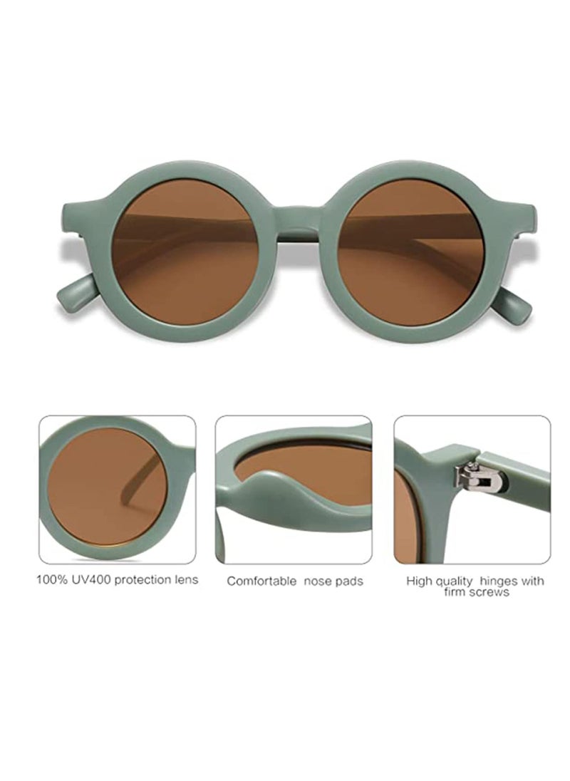 Excefore - Sunglasses for Kids Girls Boys, Cute Round Polarized, UV 400 Protection, Anti Eyestrain Eyeglare Blocking Sunshame, for Traveling, Beach Holiday, Boys and Girls Fashion Sunshade Sunglasses(Green) - Image 1