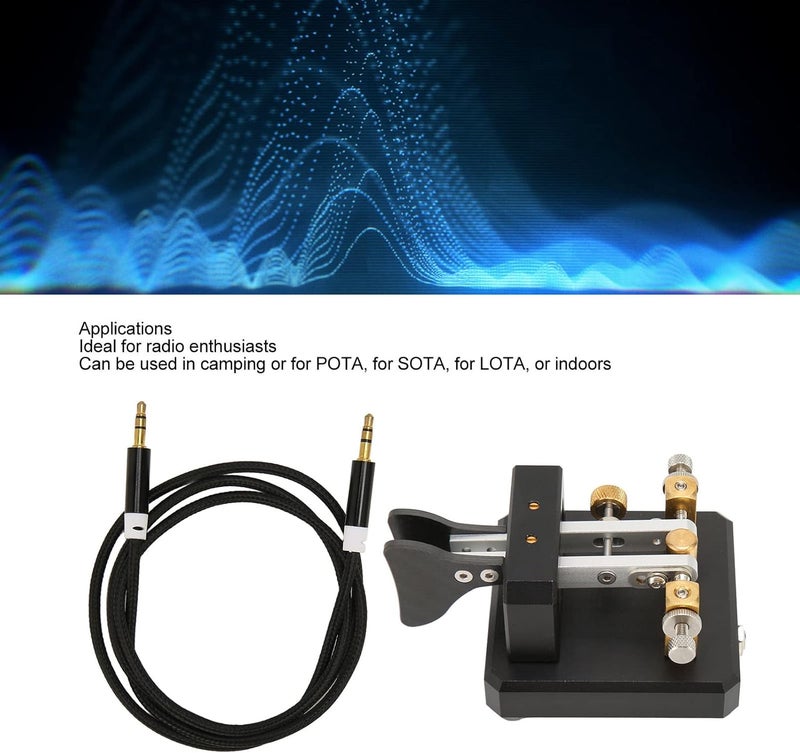 ASHATA Portable Morse Code Key, Mini CW Key Automatic Morse, Shortwave Double Paddle Morse Code Key for Camping Indoor, CW Morse Telegraph Key (Black) - Image 2