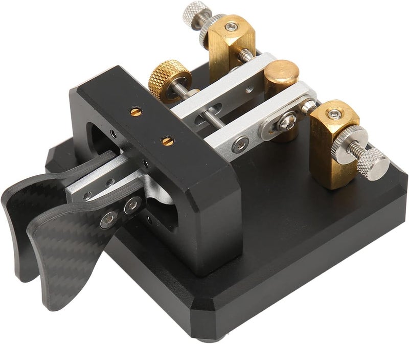 ASHATA Portable Morse Code Key, Mini CW Key Automatic Morse, Shortwave Double Paddle Morse Code Key for Camping Indoor, CW Morse Telegraph Key (Black) - Image 1