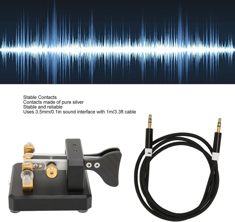 ASHATA Portable Morse Code Key, Mini CW Key Automatic Morse, Shortwave Double Paddle Morse Code Key for Camping Indoor, CW Morse Telegraph Key (Black) - Image 3