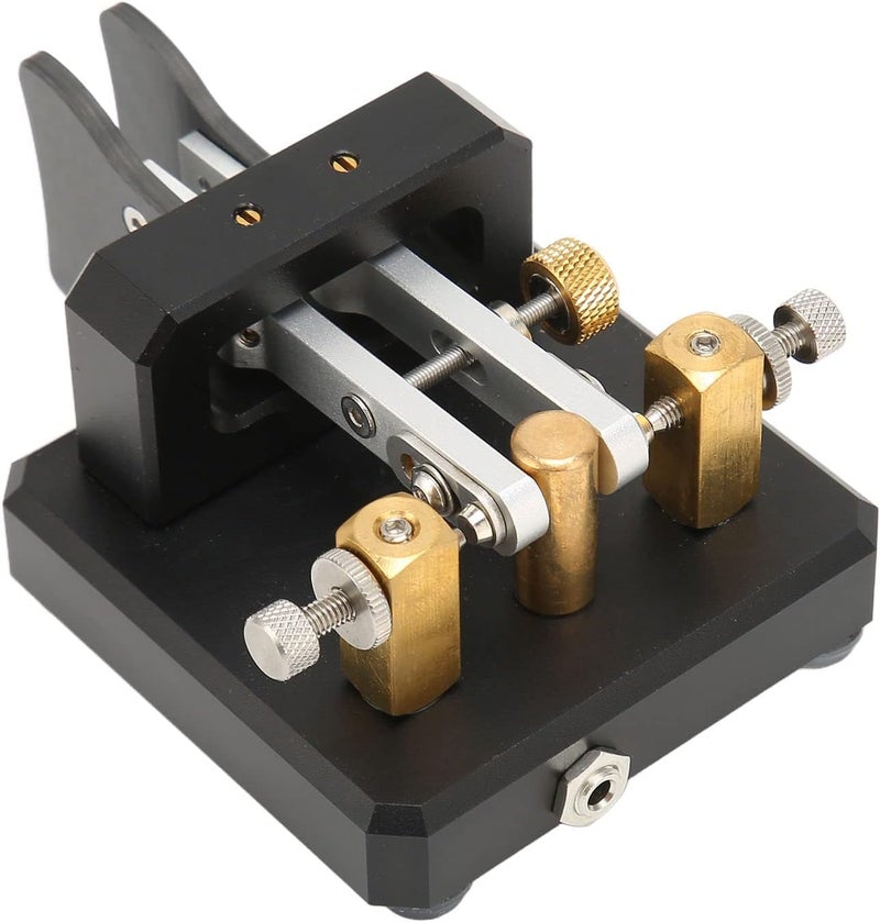 ASHATA Portable Morse Code Key, Mini CW Key Automatic Morse, Shortwave Double Paddle Morse Code Key for Camping Indoor, CW Morse Telegraph Key (Black) - Image 4