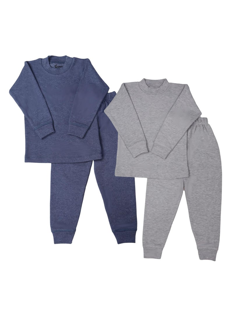 Funny Bunny Pack of 2 Kid's Thermal Underwear Set, High Neck Long Sleeve Top and Jogger Pants - Image 1