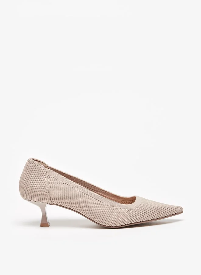 Celeste Women's Textured Slip-On Pumps with Kitten Heels