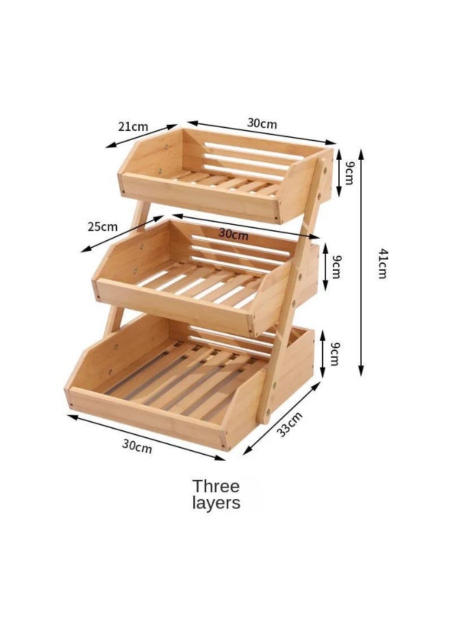 منظم مطبخ خشبي بثلاث طبقات بتصميم سلم - رف تخزين على سطح الطاولة يوفر المساحة للتوابل والبرطمانات ومستلزمات المطبخ - رف خشبي مستورد أنيق - Image 3